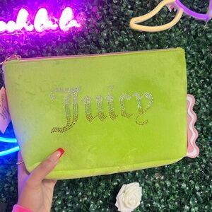 Juicy Couture Green Rhinestone Makeup Travel Bag